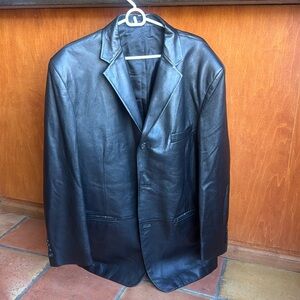 Alfani Black Leather Blazer 48